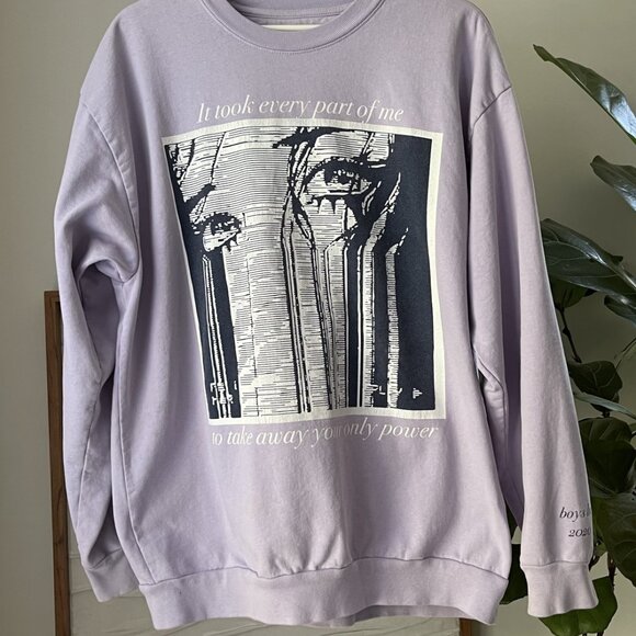 Women's BOYS LIE Purple Pay Attention Pullover Sweatshirt One Size - Picture 2 of 4